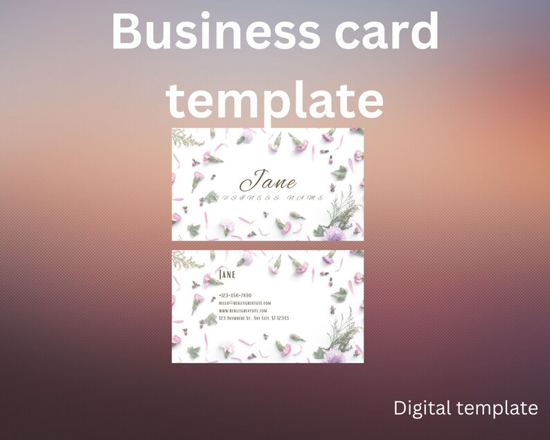 Floral Business Card Template Etsy