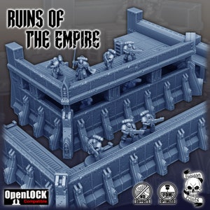 Grimdark Wargame Terrain - Imperial Ruin Wargaming Terrain -  3D Printed Sci-Fi Miniature Tabletop Terrain