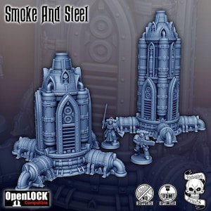 Gothic Gas Compressor Scatter Terrain for Wargaming & RPG Tabletop, 3D Printed Modular Sci-Fi Battle Scenery