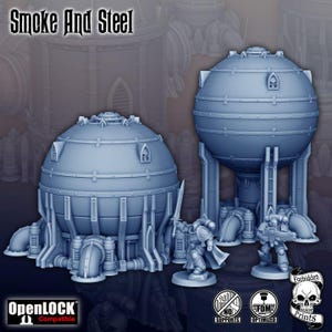 Grimdark 40k Terrain Silos - Detailed Tabletop Scenery for Wargames - Miniature Model for Sci-Fi Battles