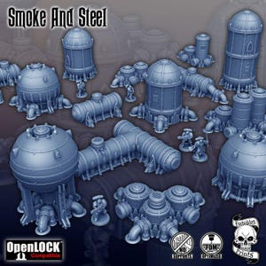 Grim Dark 40k Terrain Bundle - Silo & Pipe -Detailed Tabletop Scenery for Wargames - Miniature Model for Sci-Fi Battles