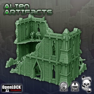 Xenos Alien Sci-Fi Ruins - Set C - 3D Printed Sci-Fi Miniature Tabletop Terrain