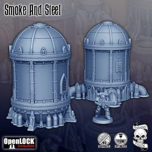 Grimdark 40k Terrain Silos - Medium -Detailed Tabletop Scenery for Wargames - Miniature Model for Sci-Fi Battles