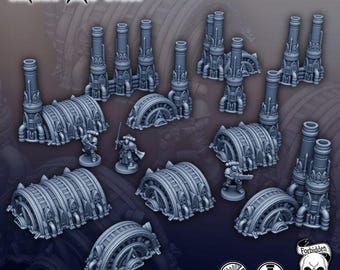 Smoke and Steel Turbine Set - Tabletop Terrain Grimdark Gothic Miniature Wargame Sci-Fi 28mm 32mm