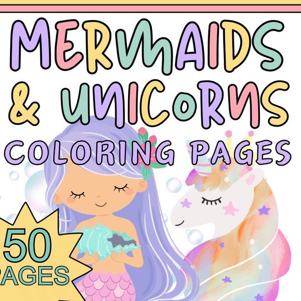 Mermaid Coloring Pages Unicorn Coloring Pages Mermaid Unicorn Coloring 50 Pages Mermaids Unicorns Color Page Cute Mermaids