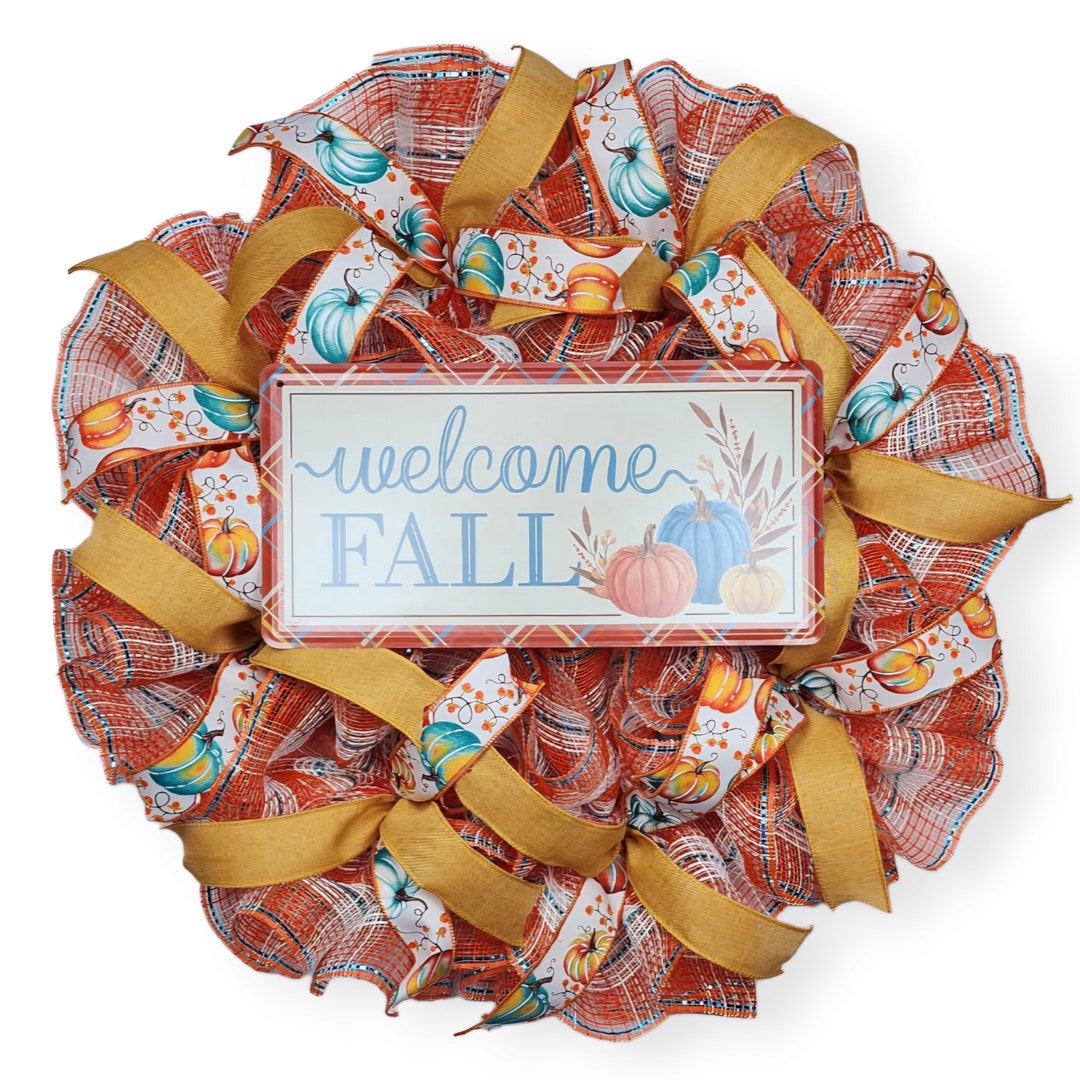 Welcome Fall Wreath, Fall Front Door Wreath, Fall Wreath, Autumn Wreath ...