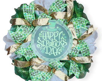 Happy St. Patrick's Day Wreath, St. Patrick's Day Decor, Luck Wreath, Lucky Wreath