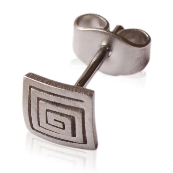 Kirsten Sander Stainless Steel Square Spiral Single Stud Earring