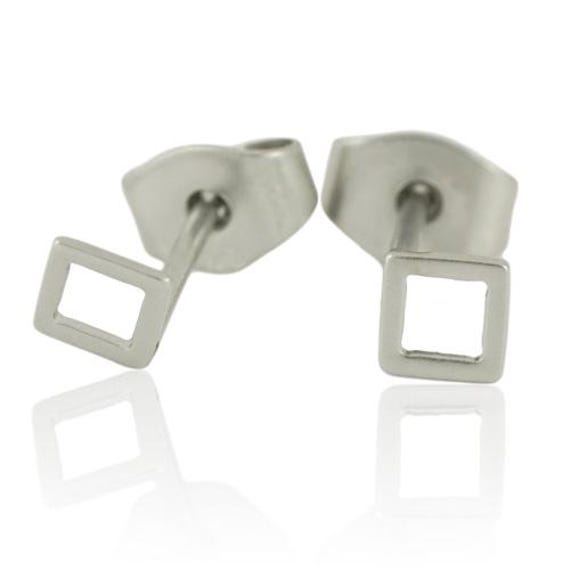 Kirsten Sander Small Stainless Steel Square Stud Pair of Earrings