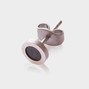 Kirsten Sander Stainless Steel & Black Carbon Fiber SINGLE Stud Earring