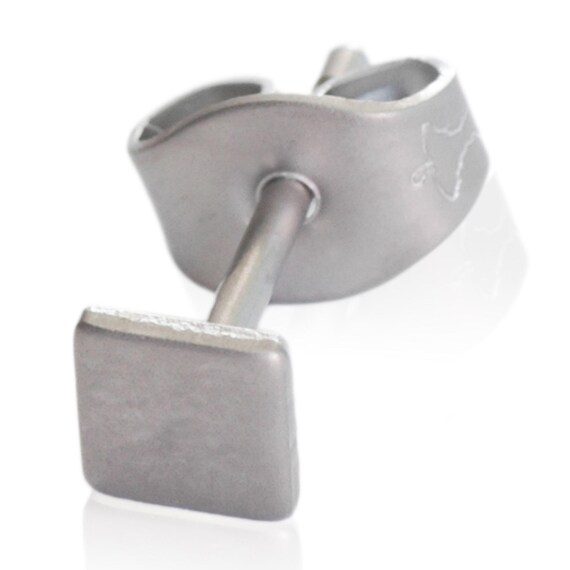 Kirsten Sander Stainless Steel SINGLE Small Square Mini Stud Earring