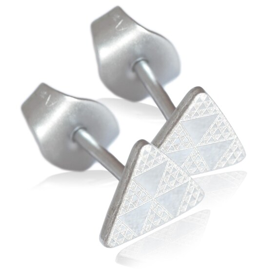 Kirsten Sander Stainless Steel Multi Triangle Symbols Stud Pair of Earrings / Studs