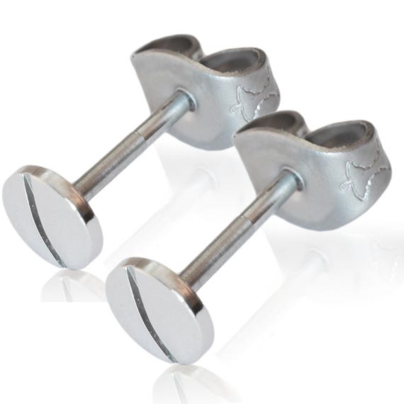 Kirsten Sander Stainless Steel Pair of Screw Design Stud Earrings