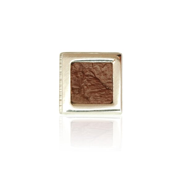 Kirsten Sander Stainless Steel and Brown Leather Single Stud Earring