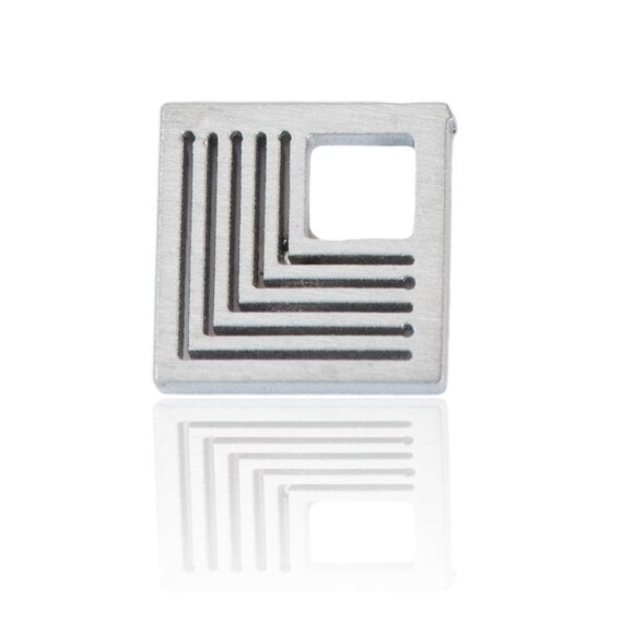 Kirsten Sander Stainless Steel Square Cutout Design SINGLE Stud Earring