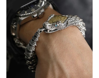 Handmade Snake Knot Bracelet, Dragon Bracelet, Viking Bracelet, Sterling Silver Dragon Bracelets