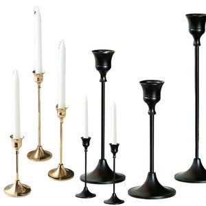 3 Candlestick Holders , Black & Gold Decorative Candle Holder for Fireplace Dinning Table Home Decor Decorations - Nordic Style -Candle Gift