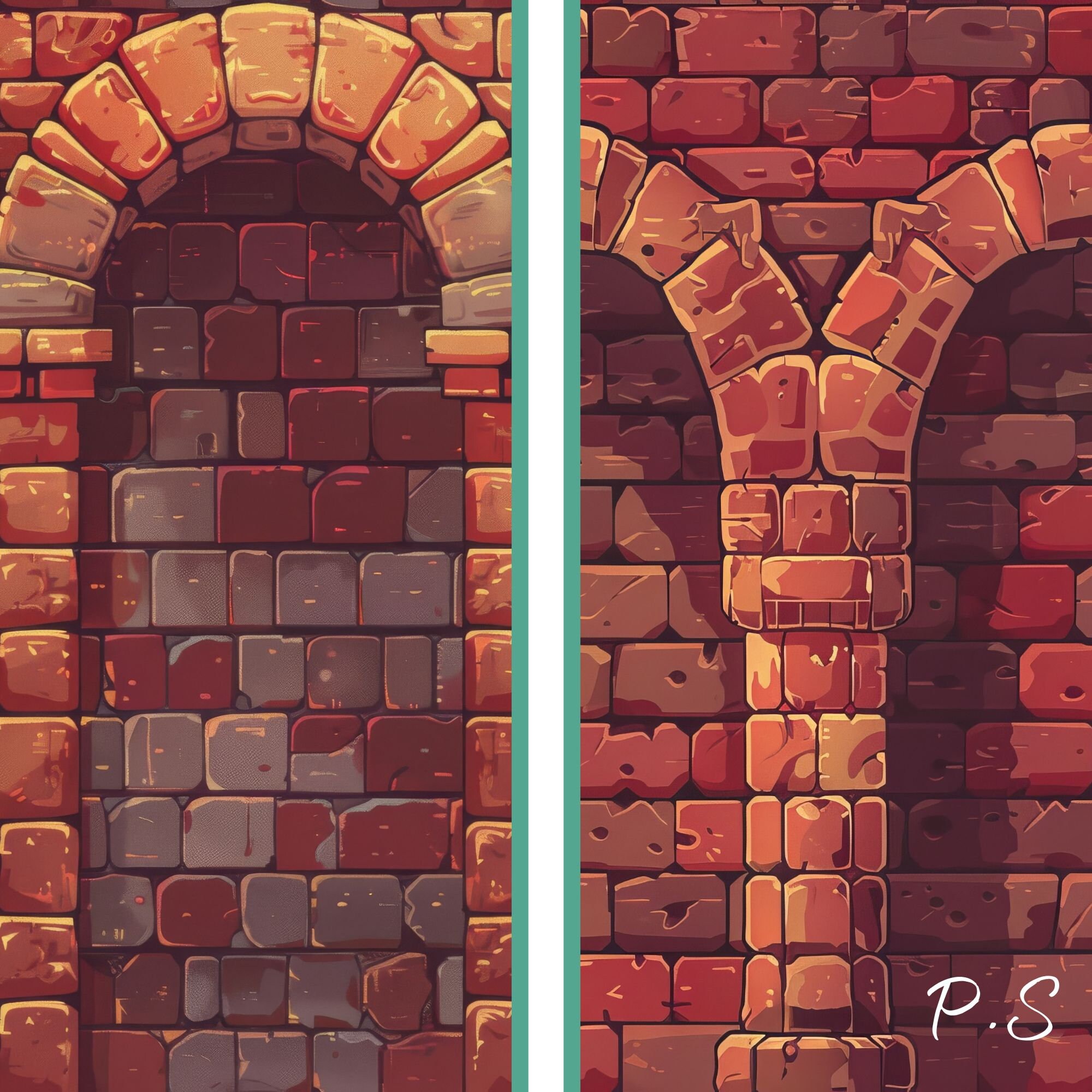 Retro Hellstone Dungeon Bricks, Seamless 2d Retro Underworld Pattern ...