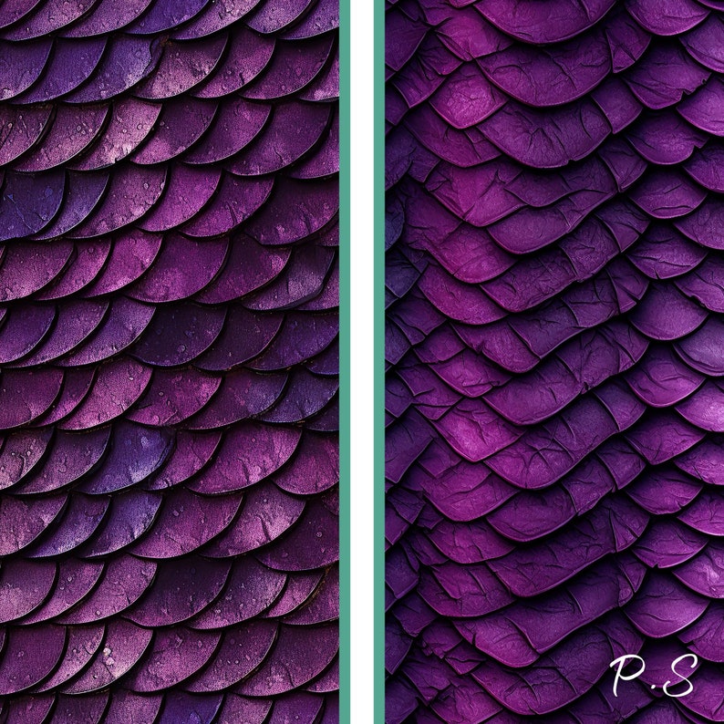 Purple Dragons Scales Digital Paper, Purple Dragon Scales and Hide