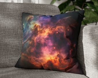 Handmade Nebula Pillow Cover: Faux Suede Starry Sky Cushion