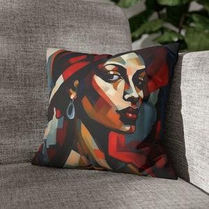 Picasso Throw Pillow Case, African Print Pillow Covers, Black Portrait Pillow Cover, Minimalist Decorative Pillow, Women Abstract Pillow