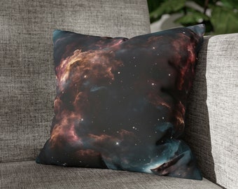 Decorative Pillow Case with Nebula Print Gray - Space Themed Home Decor