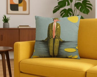 Faux Suede Pillow Cover: Mid-Century Modern Art Decor