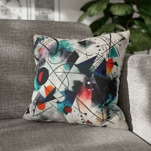Housse de coussin art abstrait : coussin décoratif de style Kandinsky
