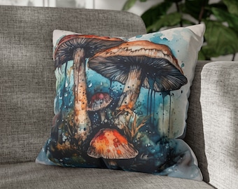 Mushroom Pillow Case, Modern Boho Decor Pillow, Suede Design Pillow Cover, Stylish Pillow Covers, Modern Throw Pillow, Nature Art Pillow