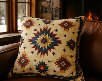 Southwestern Faux Suede Pillow Cover: Rustic Boho Home Decor
