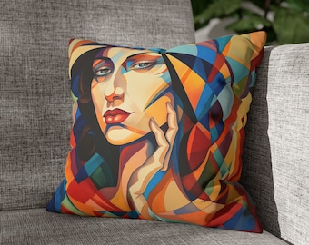 Kussensloop abstract portret: decoratief kussen moderne kunst