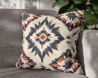 Boho Chic Faux Suede Pillowcase: Southwestern Tribal Print Cushion Cover