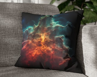Handmade Nebula Pillow Cover: Faux Suede Galaxy Scenery