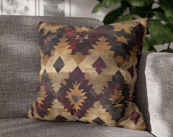 Bohemian Faux Suede Pillowcase: Tribal Print Cushion Cover