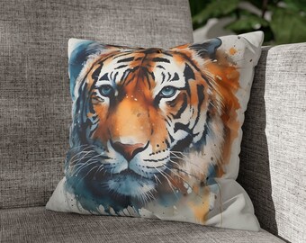 Auburn Tiger Art Pillow Cover: Faux Suede, Double-Sided Print