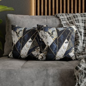 Blue Gold Marble Pillow Case, colorful gift for women, living room throw pillow cover, blue gift for her, gift for photographer