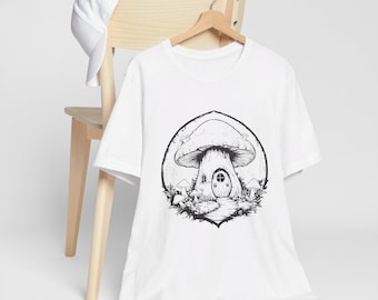 Niedliches Pilz-Feenhaus T-Shirt, Cottagcore Ästhetik Pixie Pilz Shirt, Retro Fairycore magisches Fantasy Outfit, Vintage Pilz-T-Shirt