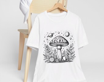 Niedliches Pilz Pixie Mond T-Shirt, Fairycore Pilz Fee T-Shirt, Mond Sterne Shirt, süßes Fantasy Magisches T-Shirt, Natures Secret Damenmode