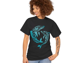 Hawaii Tribal Delfin Tattoo, Hawaiian Lover Beach Vibes Damen Baumwoll-T-Shirt