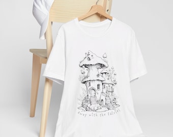 Niedliches Pilz Pixie Mond T-Shirt, Fairycore Pilz Fee T-Shirt, Mond Sterne Shirt, süßes Fantasy Magisches T-Shirt, Natures Secret Damenmode