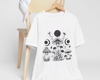 Niedliches Pilz Pixie Mond T-Shirt, Fairycore Pilz Fee T-Shirt, Magische Sterne Shirt, niedliches Fantasy Magisches T-Shirt, Natures Secret Damenmode