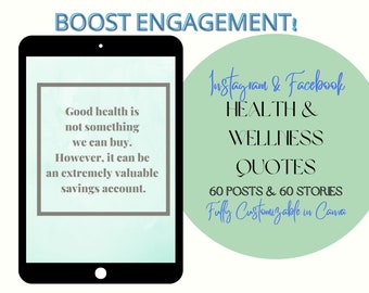 60 Instagram Templates for Your Health Business | Engagement Booster | Health Coach Instagram Templates | Instagram Post Story Template