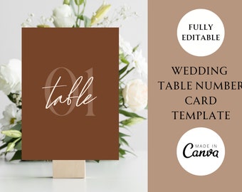 Wedding Reception Table Number Card Template | Wedding Table Number Card Template | Table Number Sign | Wedding Table Decor | Table Sign