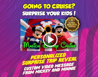 Personalized Disney Cruise Reveal Video, Mickey and Minnie surprise custom message