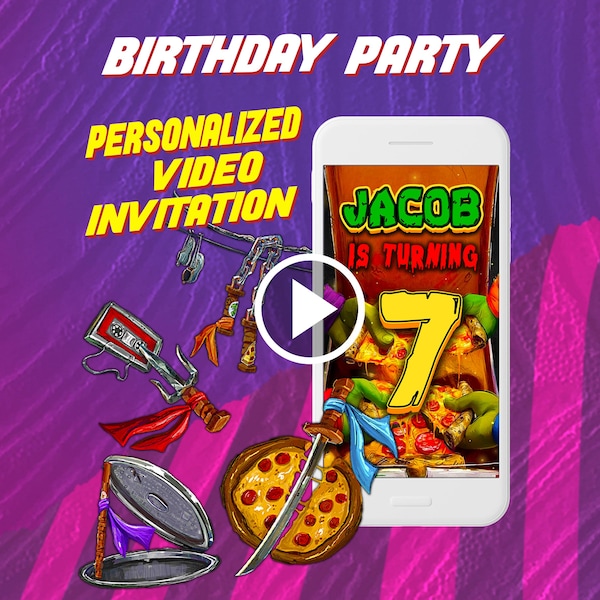 Invitation vidéo de fête d'anniversaire de super-héros, invitation numérique animée d'enfants pour mobile