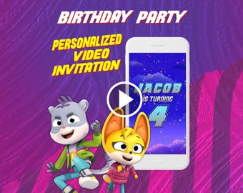 Invitation vidéo pour fête d'anniversaire The Creature Cases, invitation animée numérique détectives d'animaux pour mobile