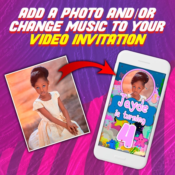 Add photo to your video invitation, change music, extra animation editing