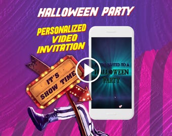 Costumes Halloween birthday party video invitation, ghost digital animated invite for mobile