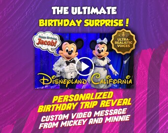 Vidéo de présentation d'un voyage à Disneyland en Californie, message personnalisé pour l'anniversaire de Mickey et Minnie