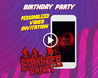 Invitation vidéo à une fête d'anniversaire d'un étranger, invitation animée numérique pour enfants pour mobile